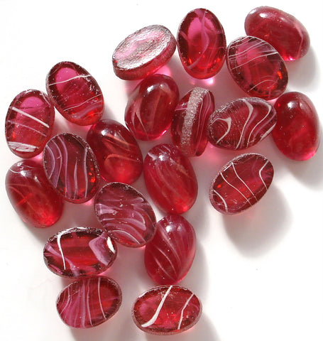 6x4mm (1685) Glass Flawed Ruby Oval Cabochon