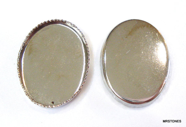 18x13mm Small Saw Tooth Oval Bezel Cup (4 pc Lot)