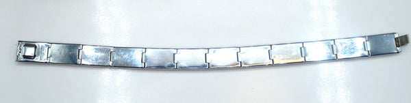 TRU-WITE Art Deco Bracelet Rolled-Plate Emerald Crystal Rhinestones
