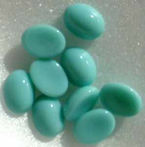 8x6mm (2195) Glass Blue Green Turquoise Oval Cabochon