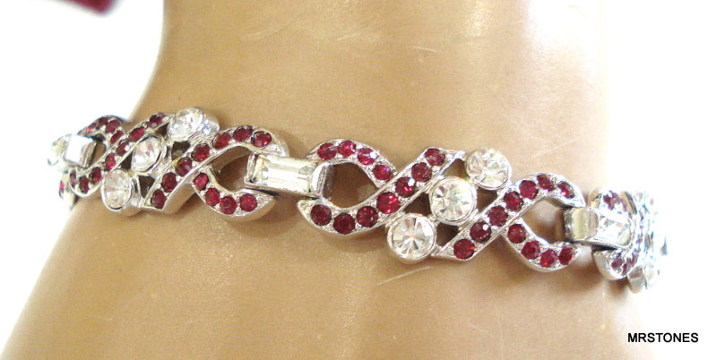 Crown Trifari Crystal Ruby Bracelet