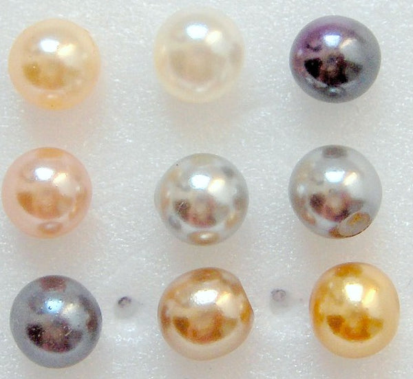12mm Glass One Hole Half Drilled Imitation Round Pearl