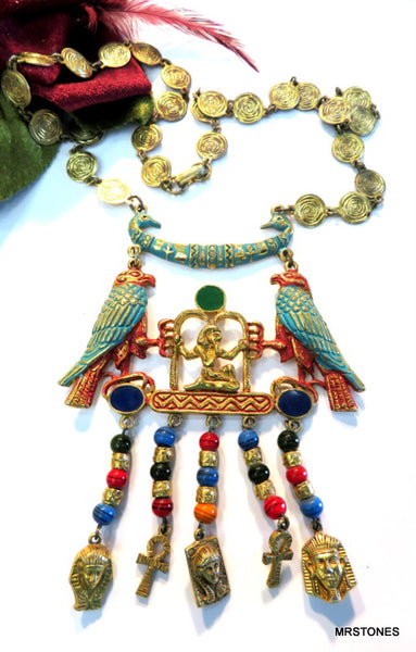Vintage Egyptian Revival Statement Necklace