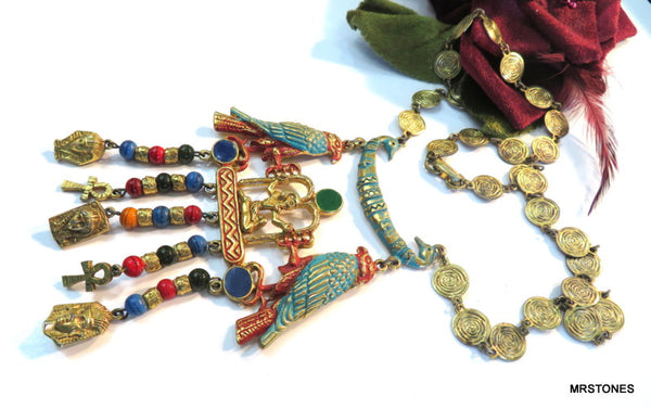 Vintage Egyptian Revival Statement Necklace