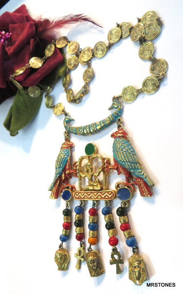 Vintage Egyptian Revival Statement Necklace