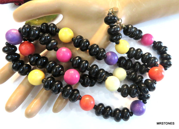 Miriam Haskell Black Multi Color Necklace