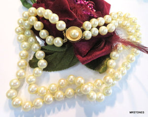 Ciner 2 Strand Glass Pearl Necklace