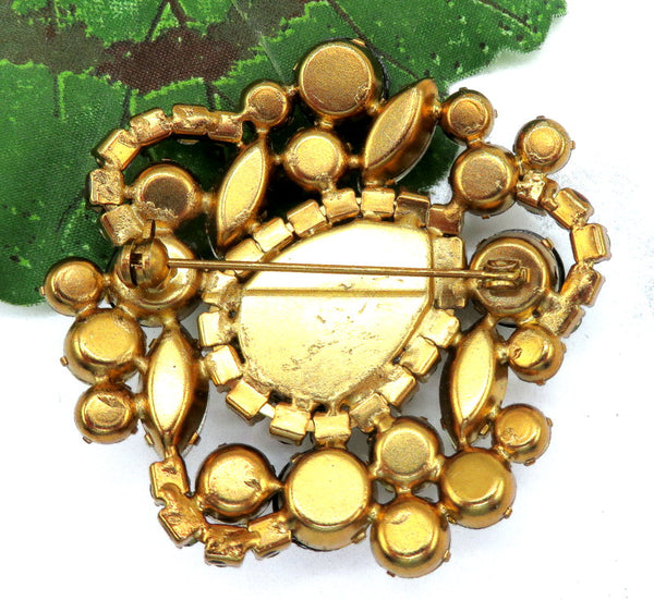 Brooch Assorted Shape Color Rhinestone Collage 2.5"
