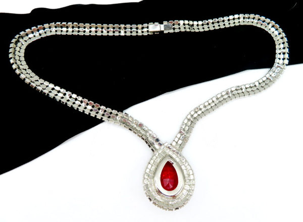 Vintage Glam Necklace Crystal Siam Rhinestone