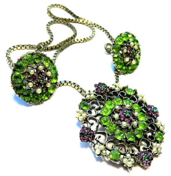 Lovely Vintage Set Floral Elegant Necklace Earrings