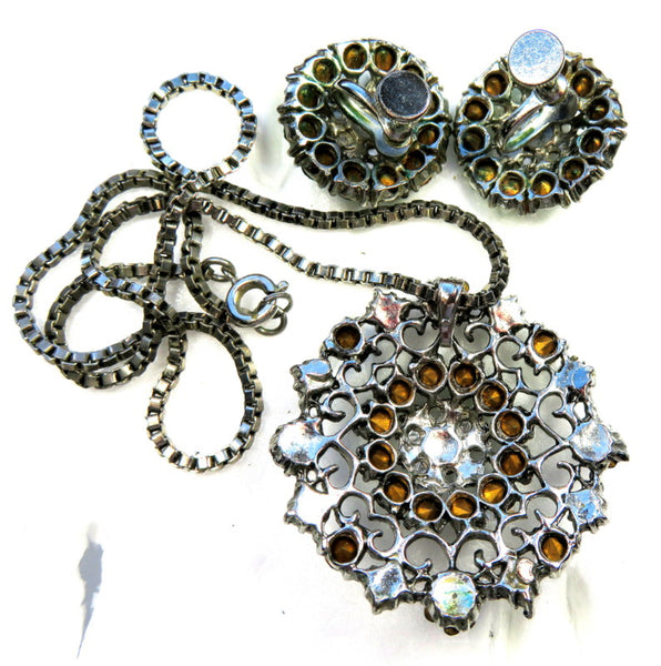 Lovely Vintage Set Floral Elegant Necklace Earrings